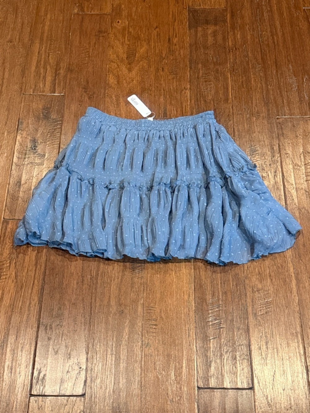 NWT! Size Large GLAM Blue Tiered Ruffle Mini Skirt